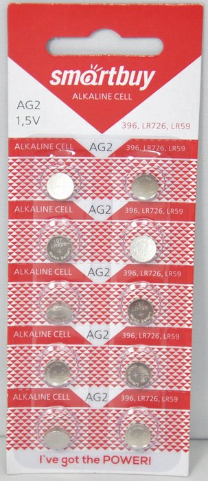 Батарейка AG2/LR59 1.5V Smartbuy L726/A397/196/396/LR726