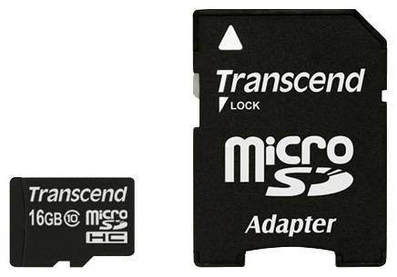 Карта памяти microSD 16Gb SDHC class 10 Transcend TS16GUSDHC10