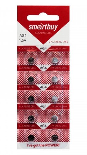Батарейка LR66/AG4 1.5V Smartbuy (LR626/G4/L626/177/377)