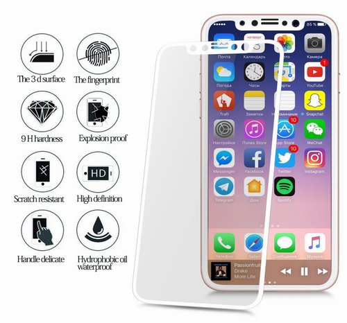 Защитное стекло Apple iPhone X/Xs white full