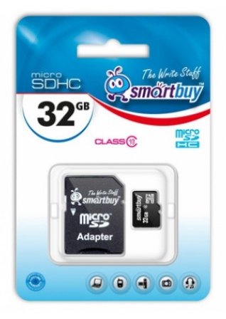 Карта памяти microSD 32Gb SDHC Class 10 Smart Buy