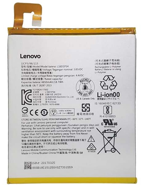 Аккумулятор  Lenovo Tab 4 Plus TB-8704F/TB-8504X/Tab 4 TB-8504N L16D1P34