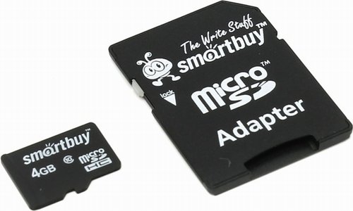 Карта памяти microSD 4Gb SDHC Class 10 Smart Buy